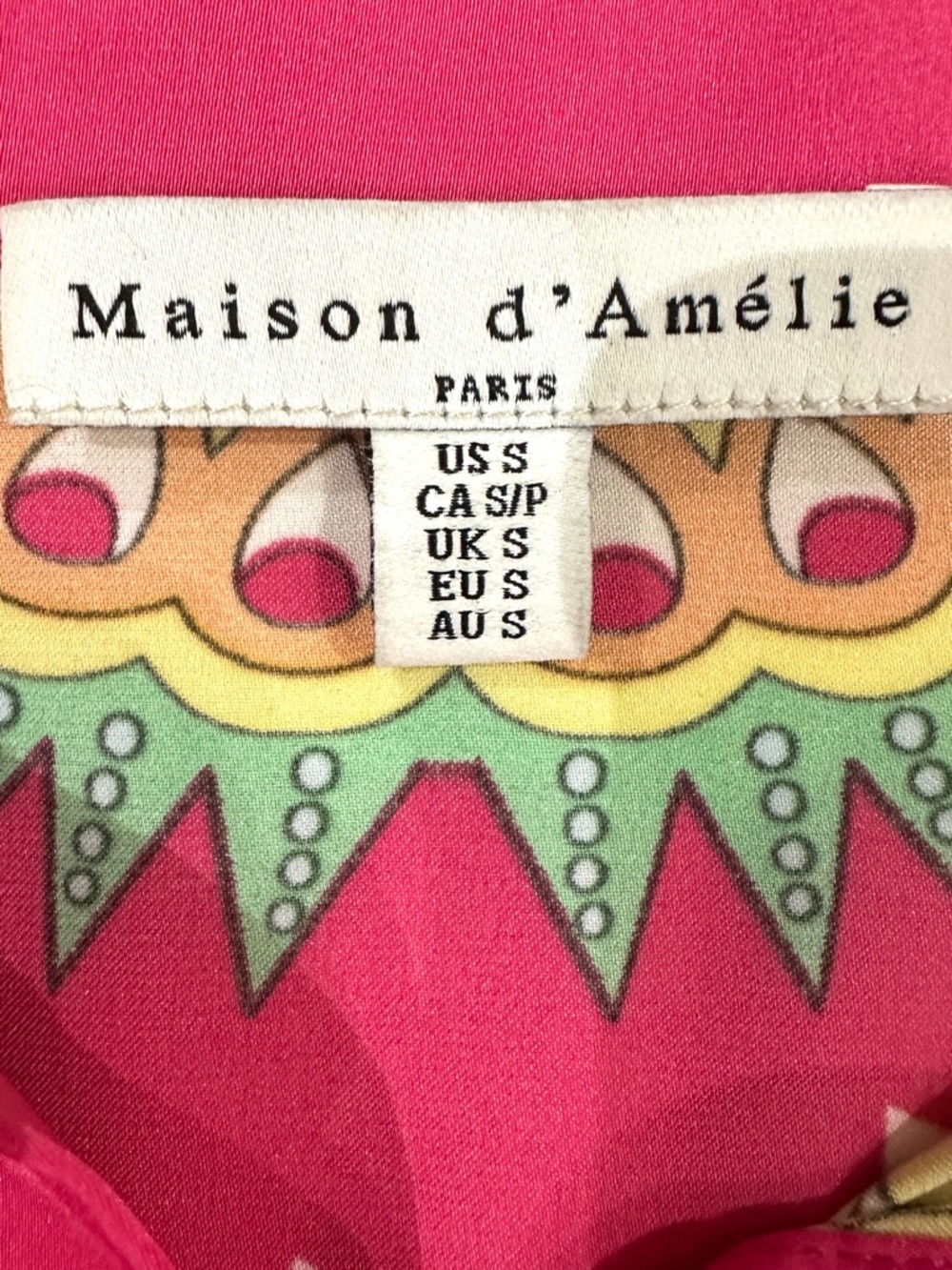 Maison D Amelie Pink Floral Paisley Button Front Top - Picture 3 of 5